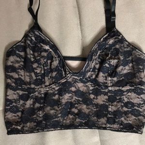 Black lace crop tank top